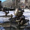 outdoor garden decoration metal craft bronze snoopy sculpture